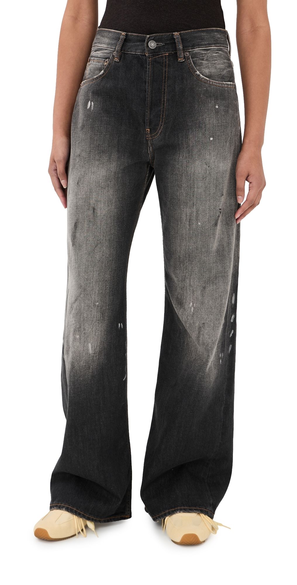 Acne Studios Distressed Paint Jeans Black 27