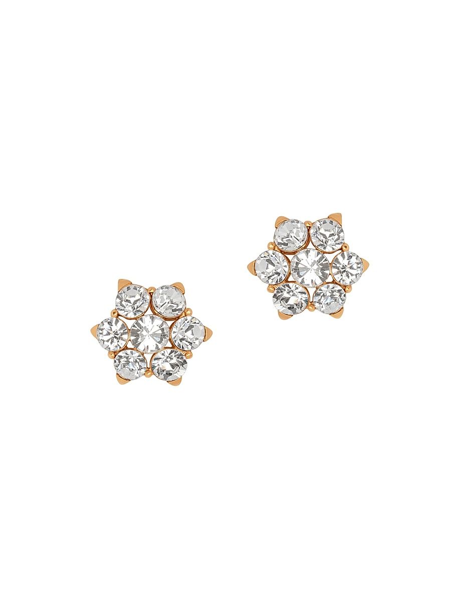 Women's Goldtone & Glass Crystal Flower Stud Earrings - Crystal
