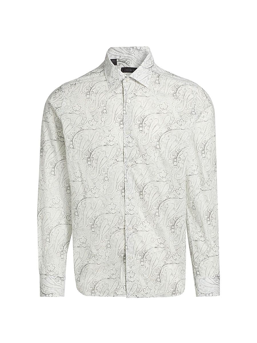 Men's COLLECTION Paisley Button-Front Shirt - Grey - Size XXXL