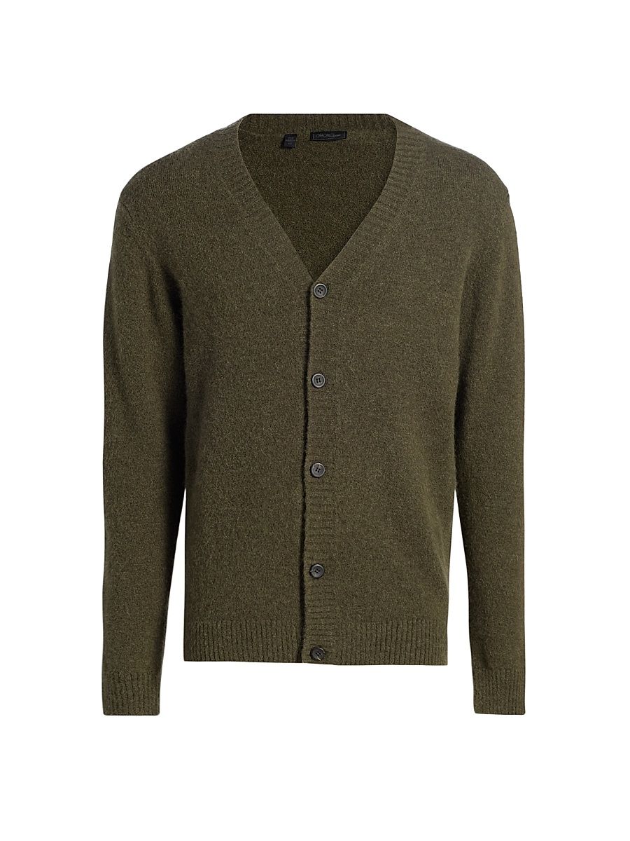 Men's COLLECTION Plain Jersey Cardigan - Olive - Size XXL