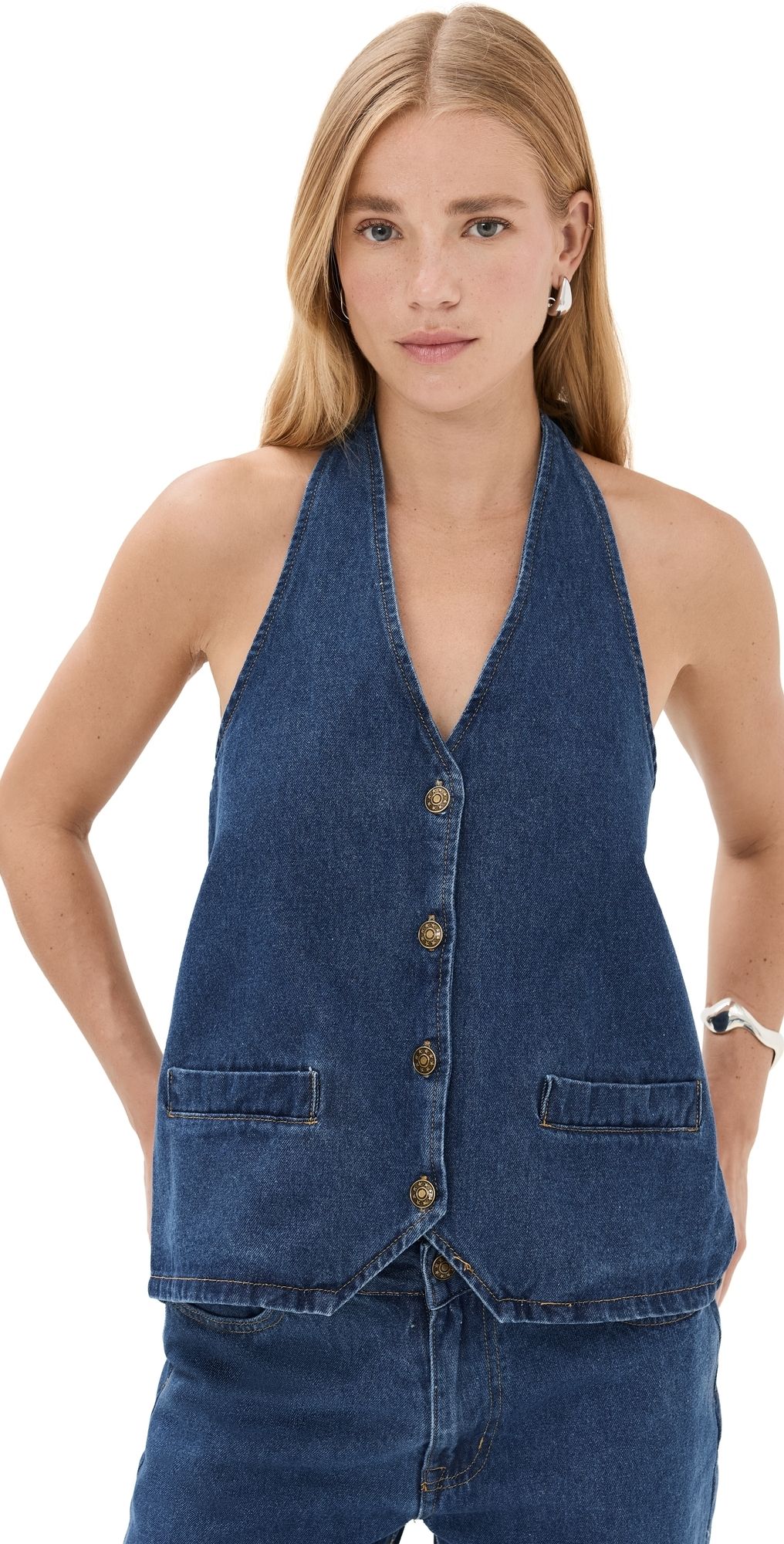 Lioness Hills Halter Vest Dark Denim M