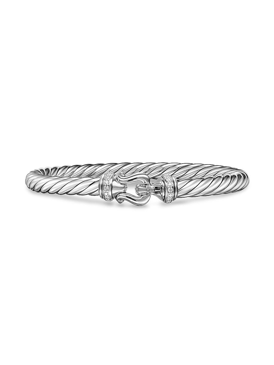 Women's Cable Flex Buckle Bracelet in Sterling Silver - Diamond - Size Medium