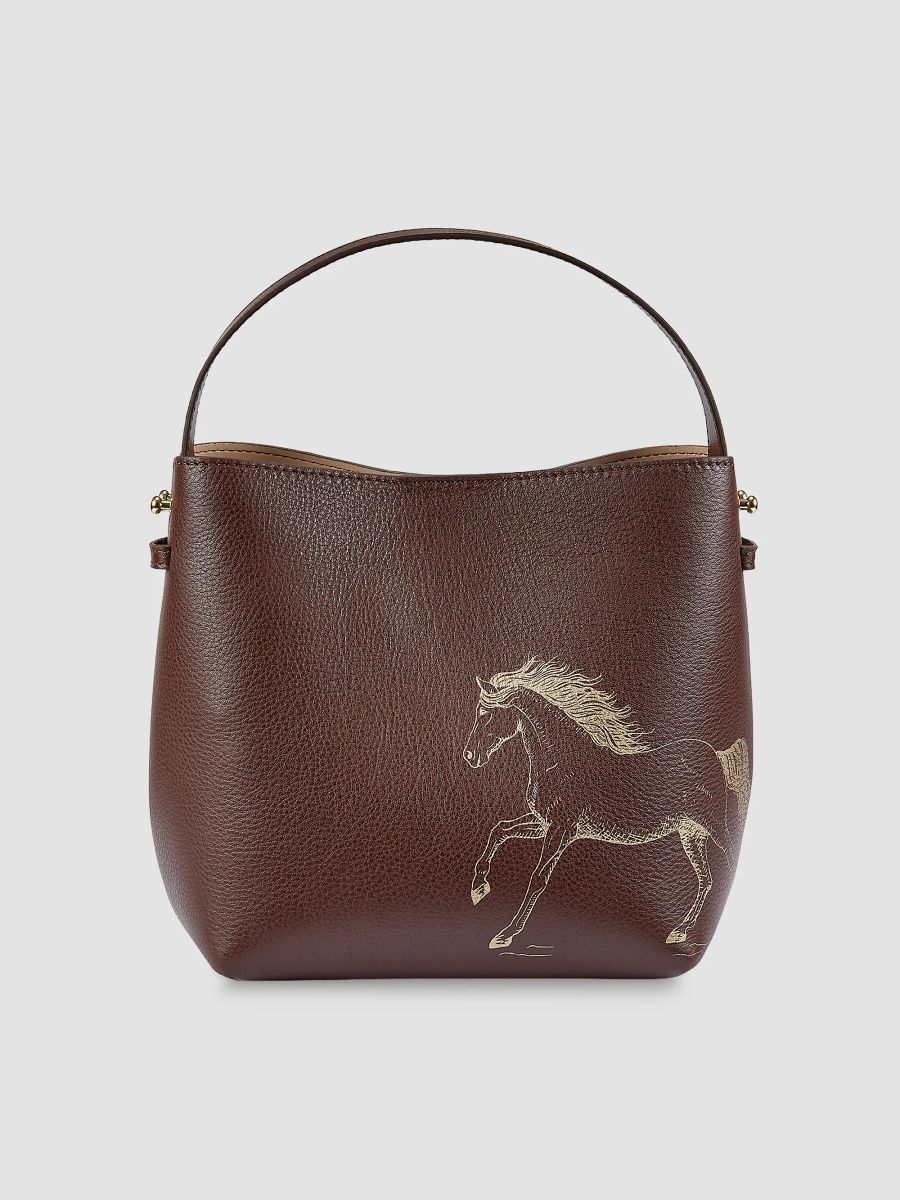 GiGi New York Women's Melissa Bamber X Gigi New York: The Equestrian Edition Graceful Horse Selena Leather Bucket Bag - Brown