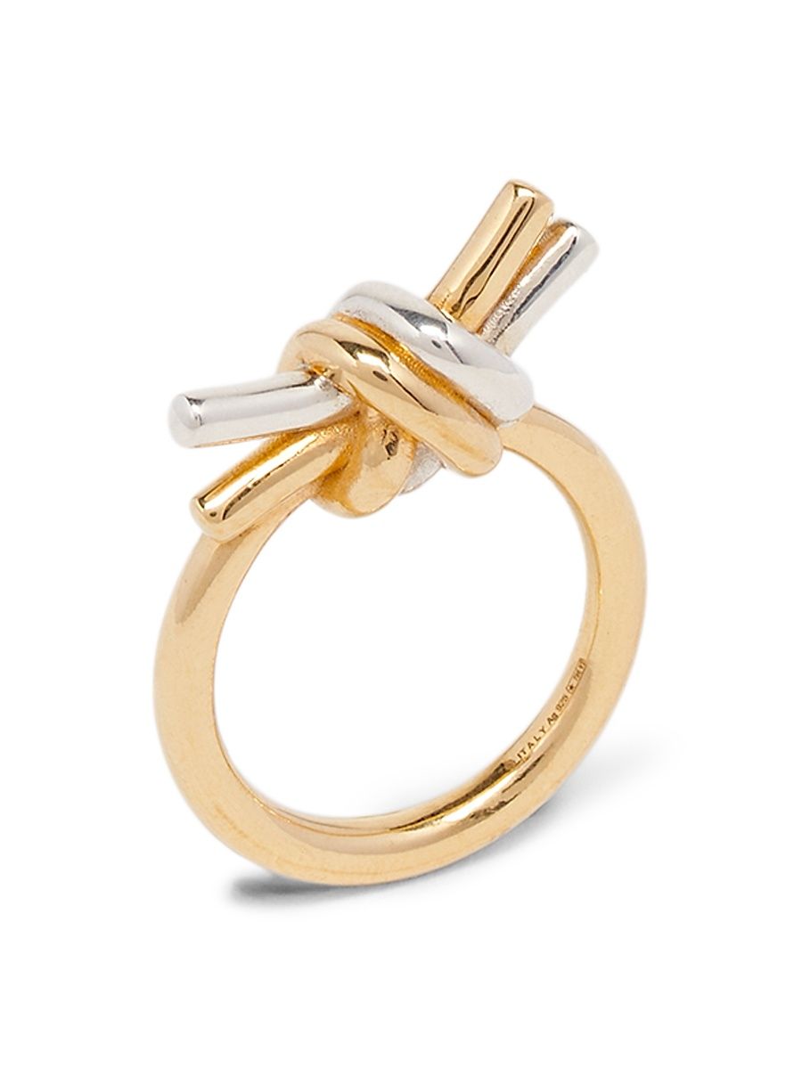 Women's 18k Gold-Plated Knotted Ring - Silver Yellow Gold - Size 9.5