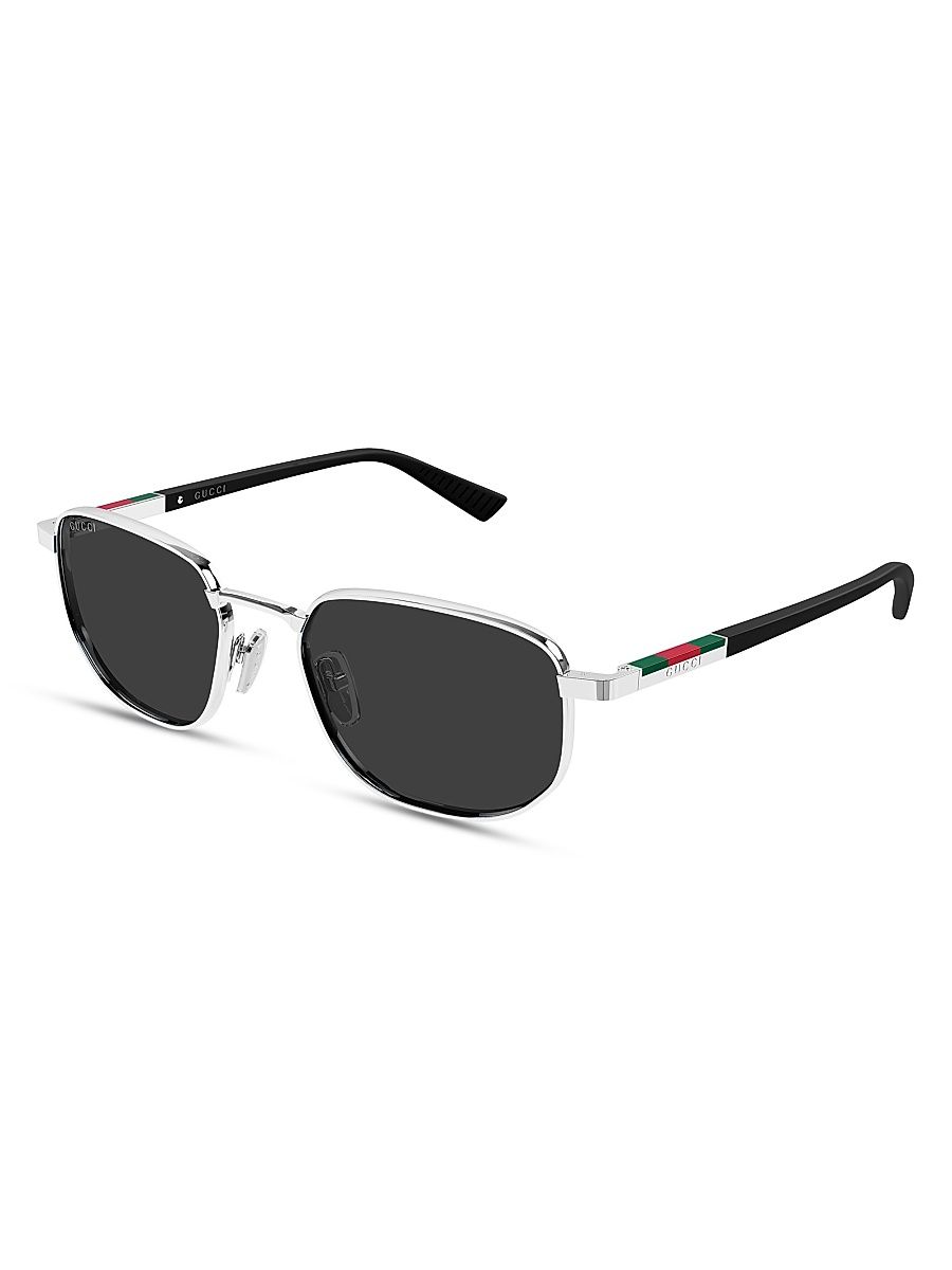 Men's Subtle Web Sporty 54MM Rectangular Sunglasses - Silver Black