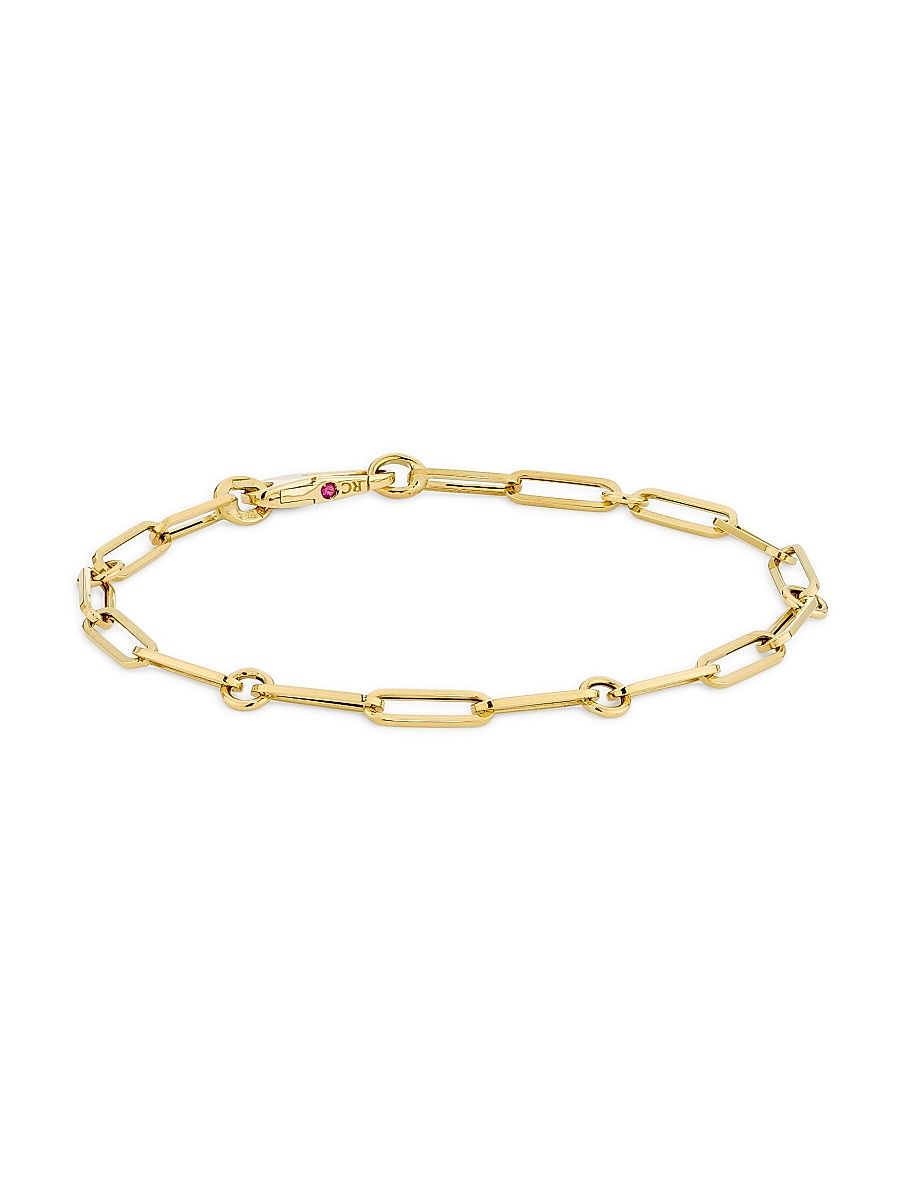 Women's Tiny Treasures 18K Yellow Gold Paper Clip Chain Bracelet - Yellow Gold