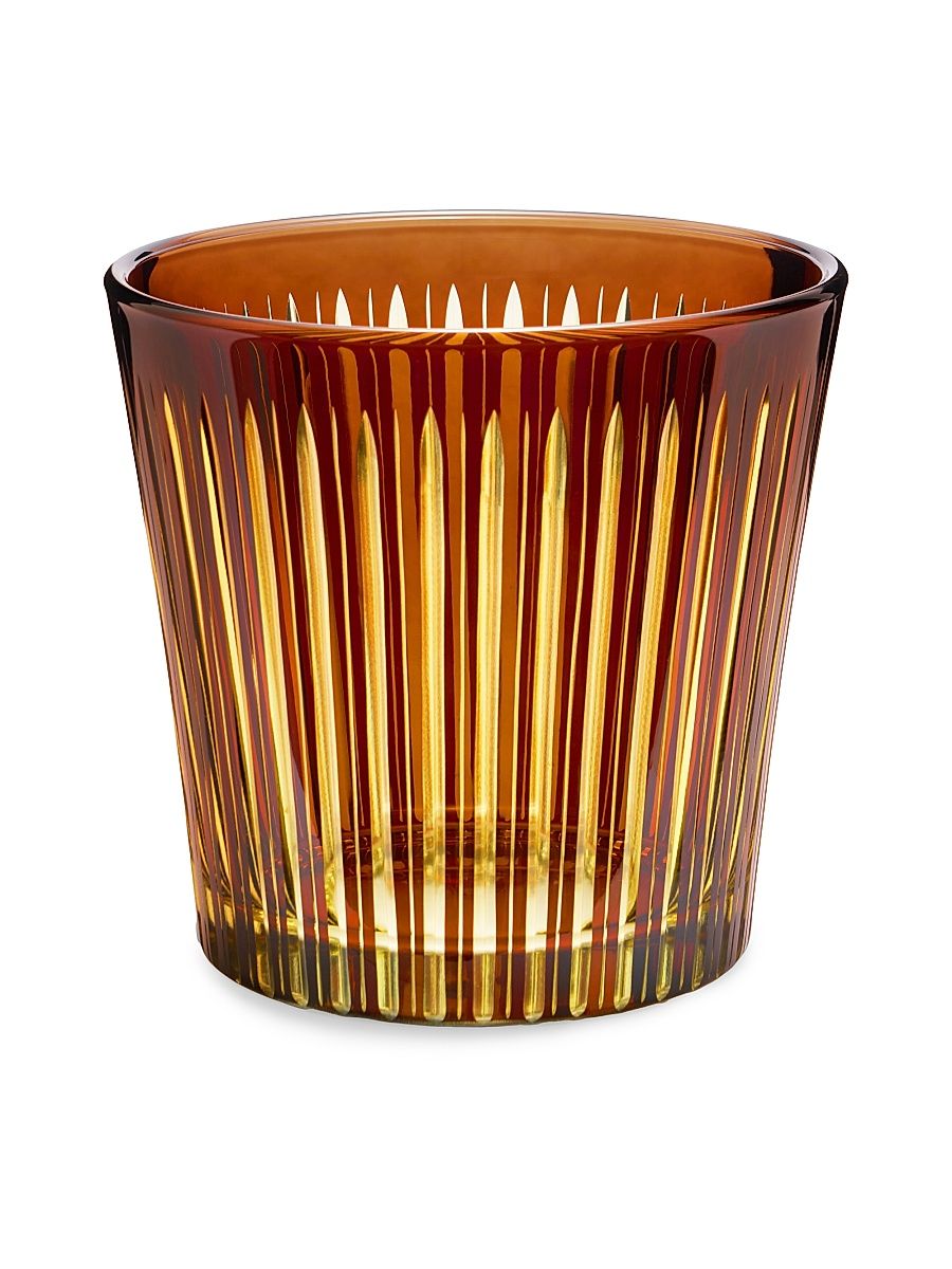Prism Glass Ice Bucket With Tongs - Amber