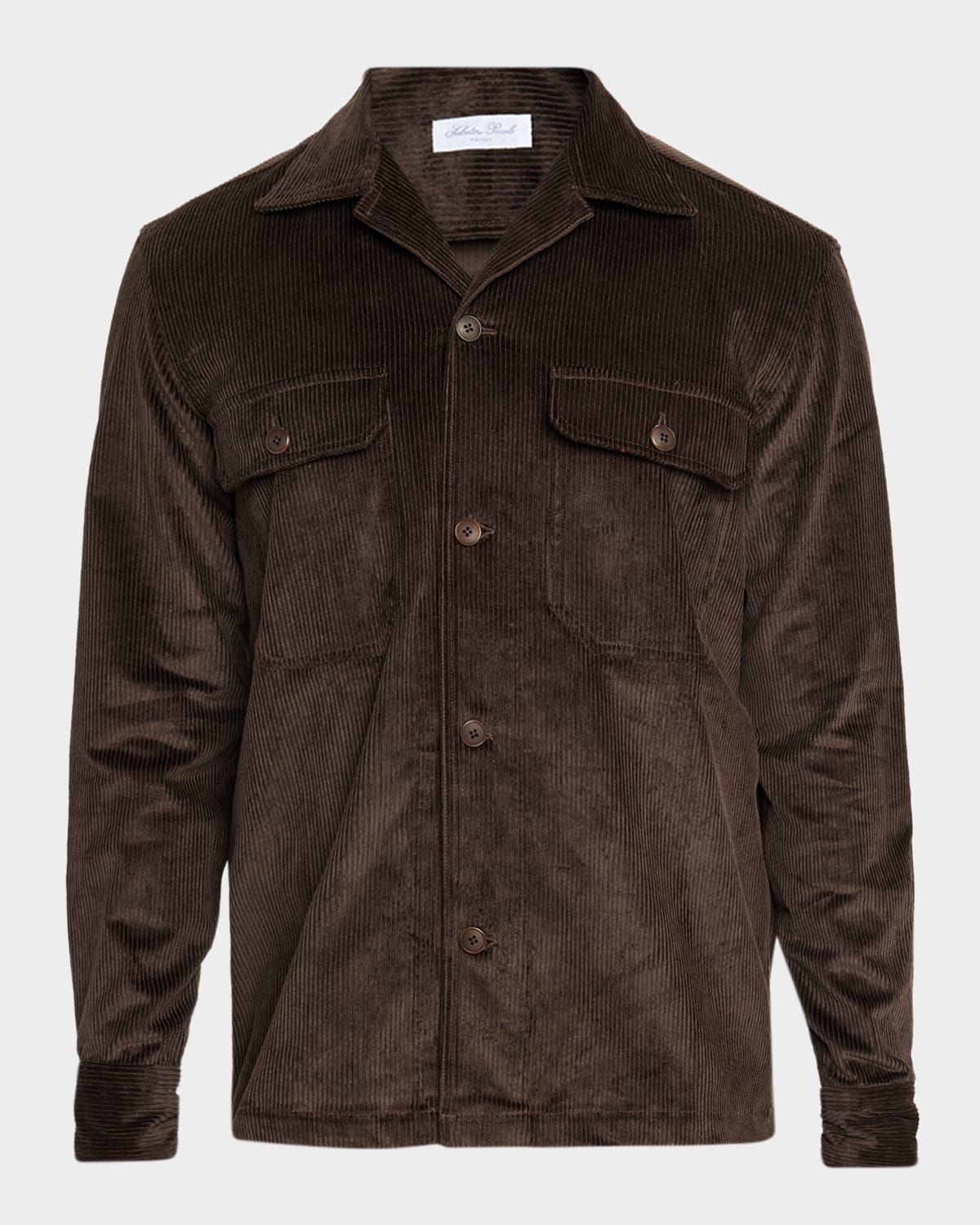 Men & apos;s Cotton Corduroy Dual-Pocket Overshirt