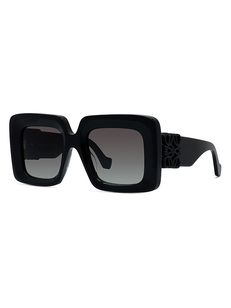 Women's Anagram 51MM Rectangular Sunglasses - Shiny Black Gradient Smoke