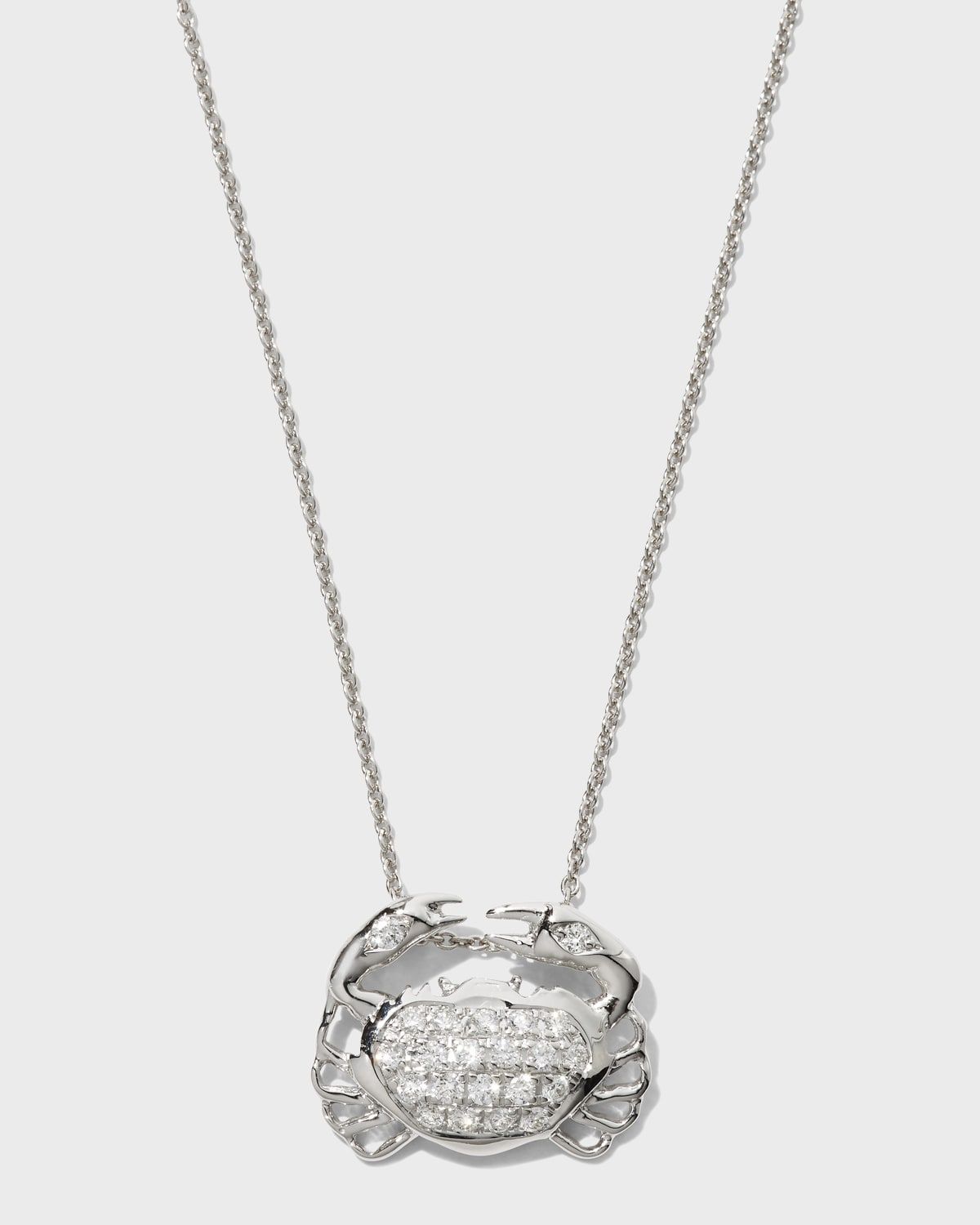Crab Tiny Treasures Necklace in White Gold
