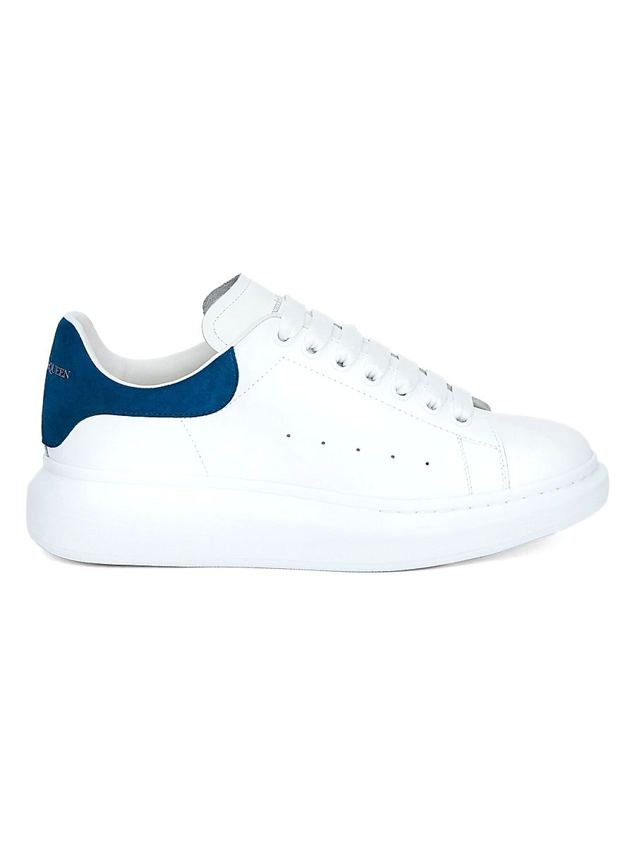 Men's Oversized Leather Low-Top Platform Sneakers - White Paris Blue - Size 14