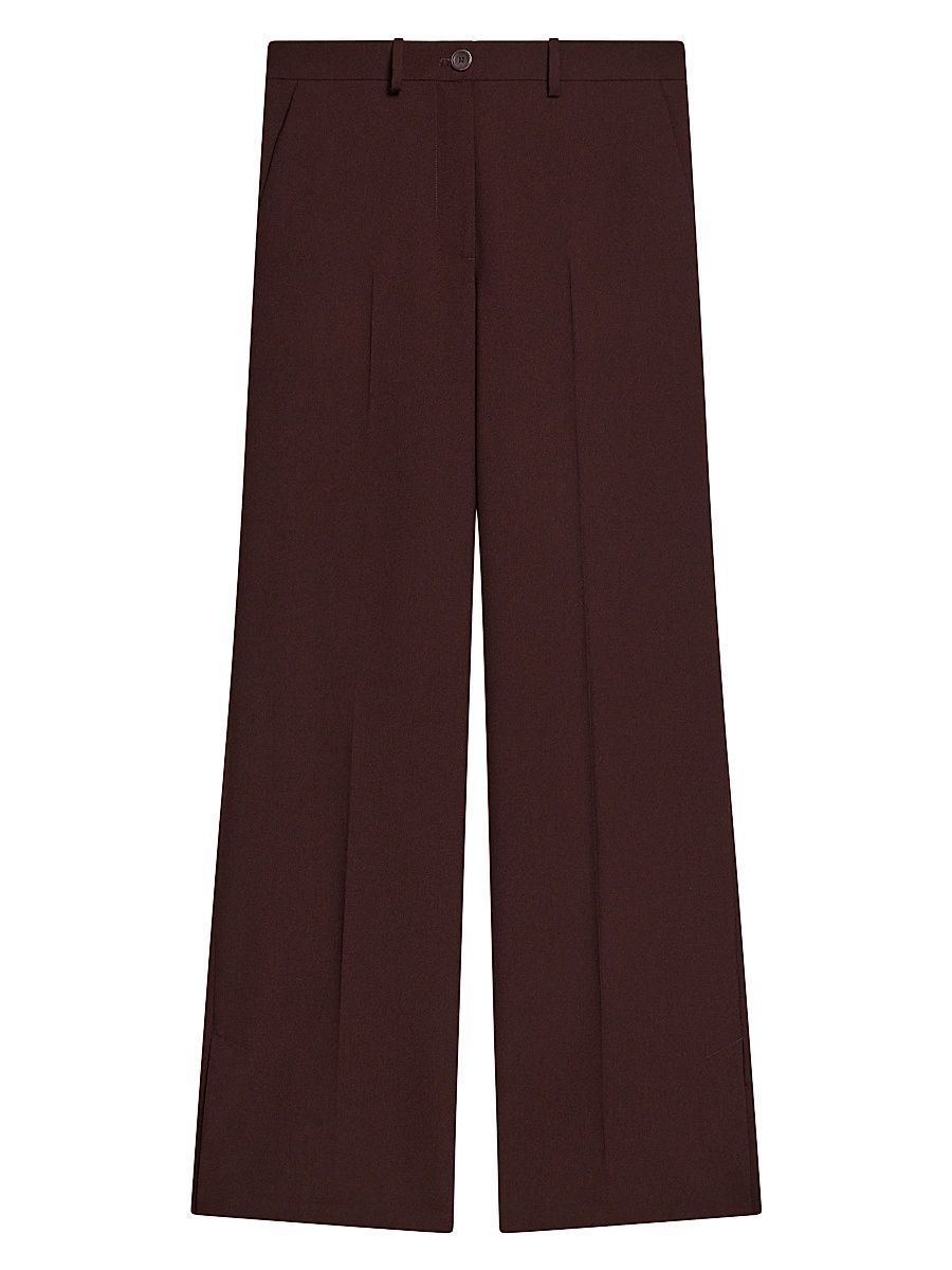 Women's Vented Pleat-Front Virgin Wool Trousers - Mahogany - Size 10