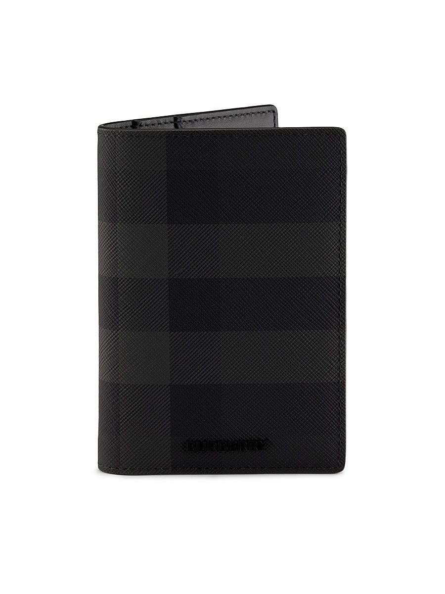 Men's Check Passport Holder - Charcoal