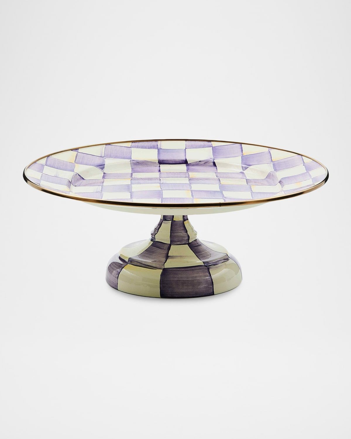 Violet Check Small Pedestal Platter