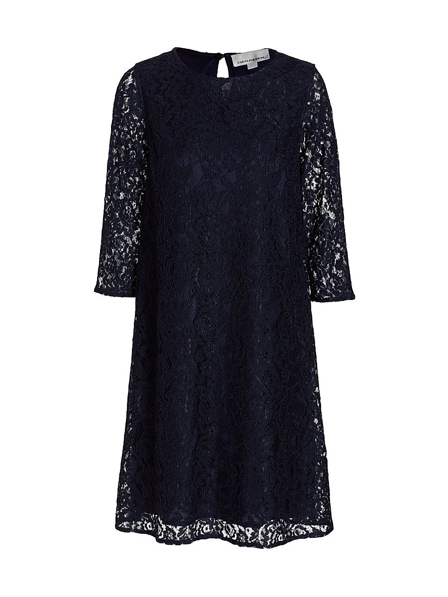 Women's Flora Lace Knit Swing Dress - Navy - Size Small