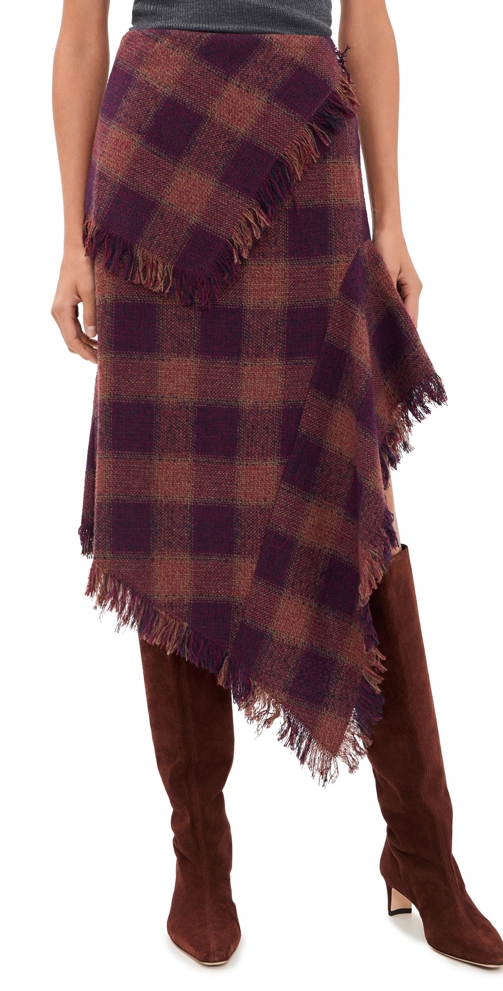 Rowing Blazers Tartan Scarf Skirt Burgandy M