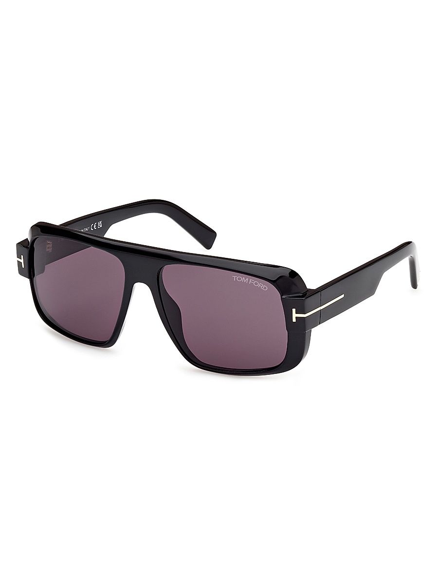 Men's Turner 58MM Navigator Sunglasses - Shiny Black Deep Purple