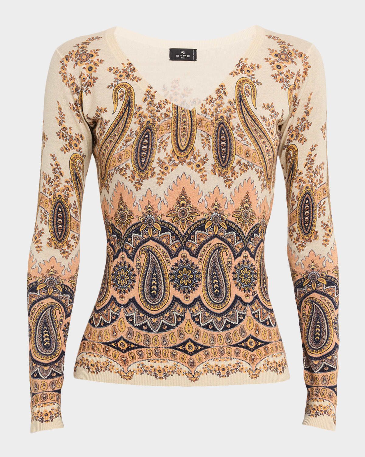 Midnight Dream Printed V-Neck Sweater