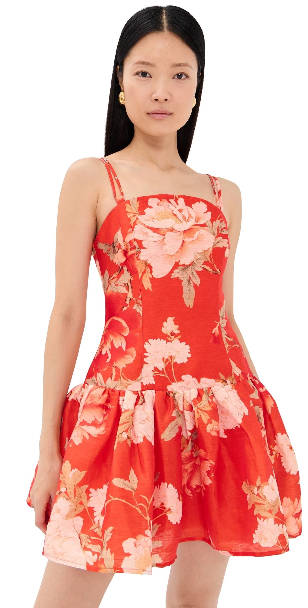 Leo Lin Lorena Ruffled Mini Dress Saffron Peony Print 12