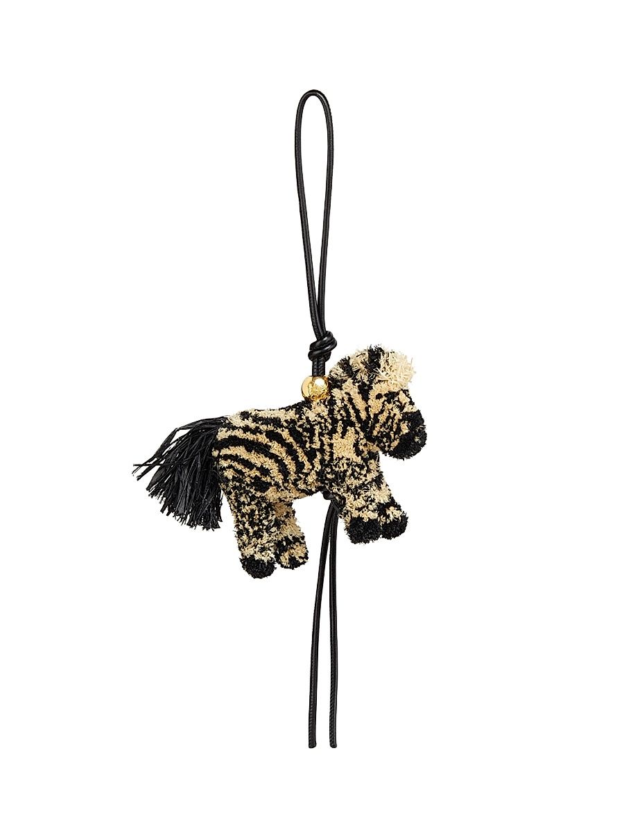 Women's LOEWE x Paula's Ibiza Raffia & Leather Zebra Charm - Natural Black