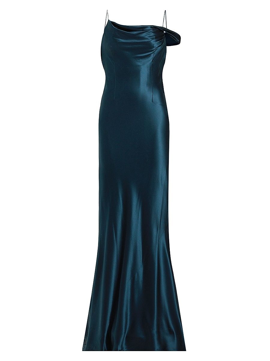 Women's Harper Crepe Satin Slip Gown - Peacock - Size 4