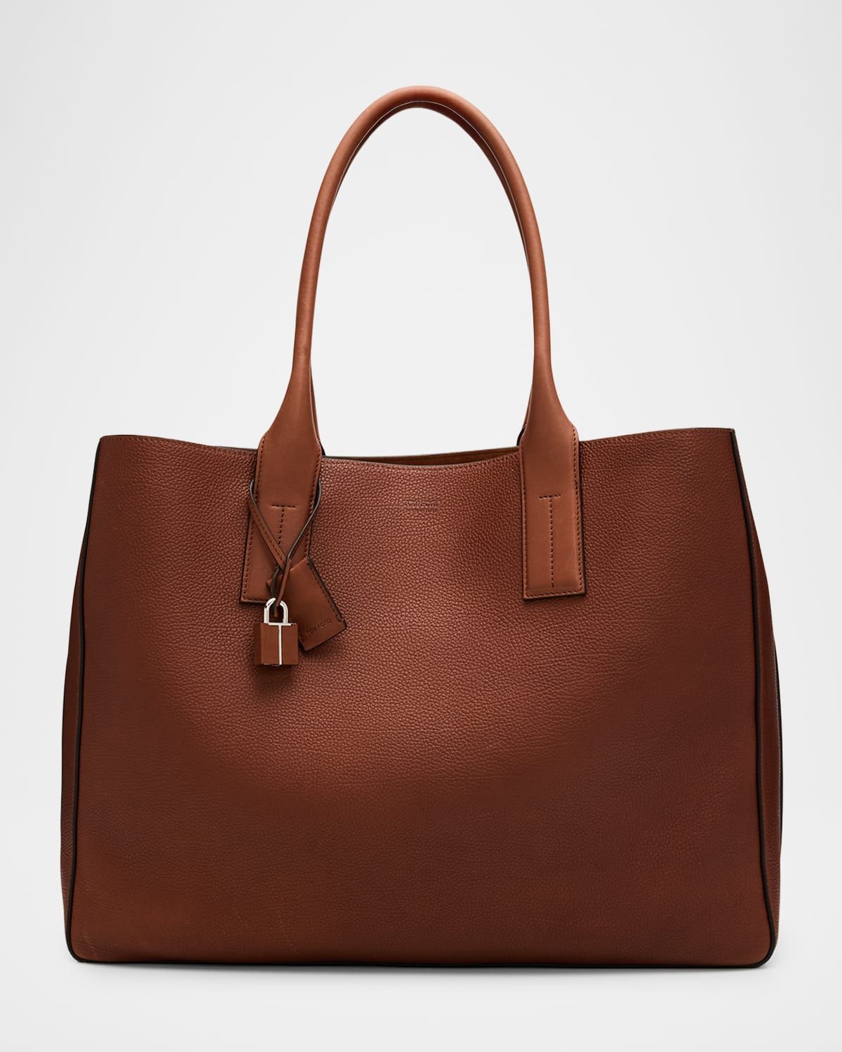 Men & apos;s Grain Leather T-Line East-West Tote Bag