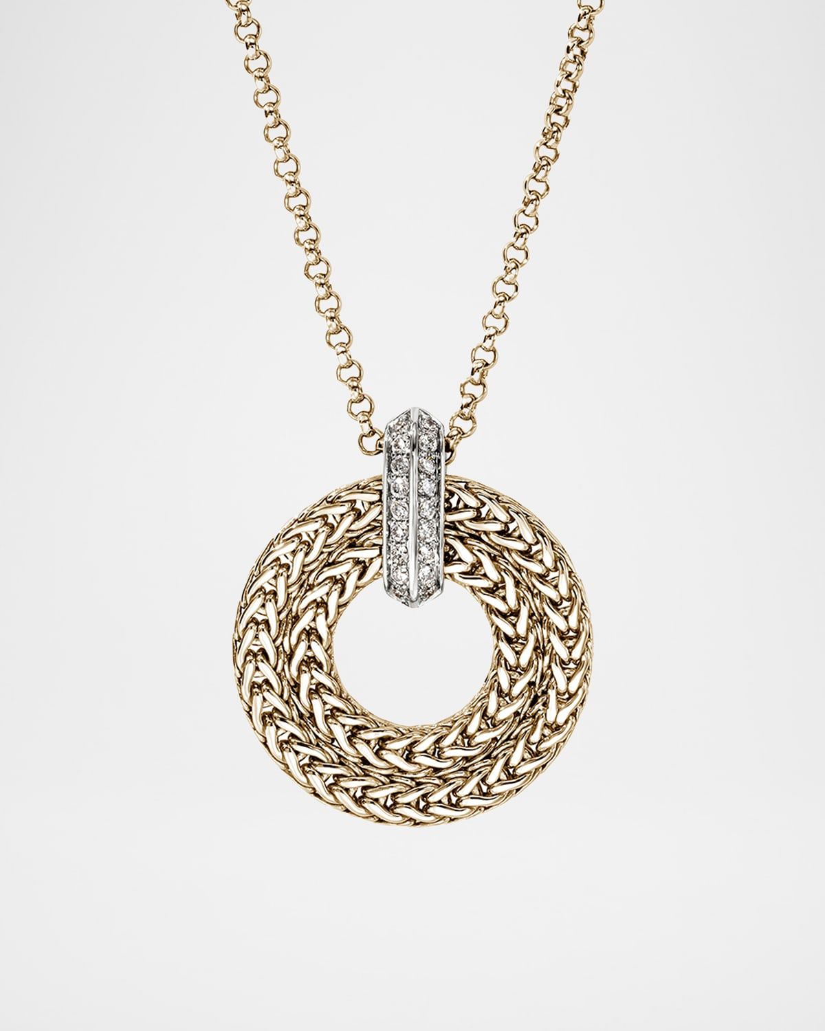 Icon Link 14K Yellow Gold Pendant Necklace with Diamonds, 2mm, 18"L