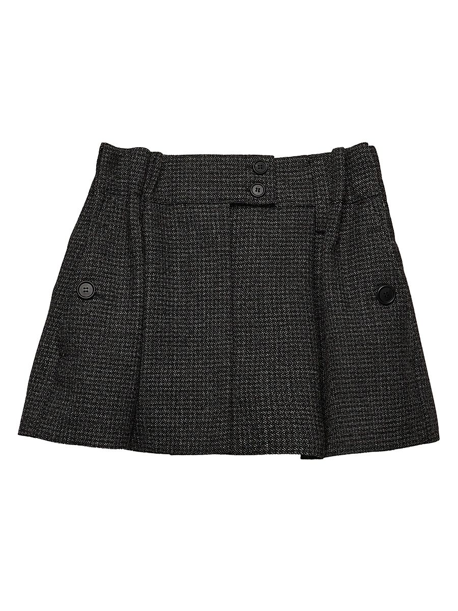 Women's Gingham Check Mouline Wool Miniskirt - Black - Size 2