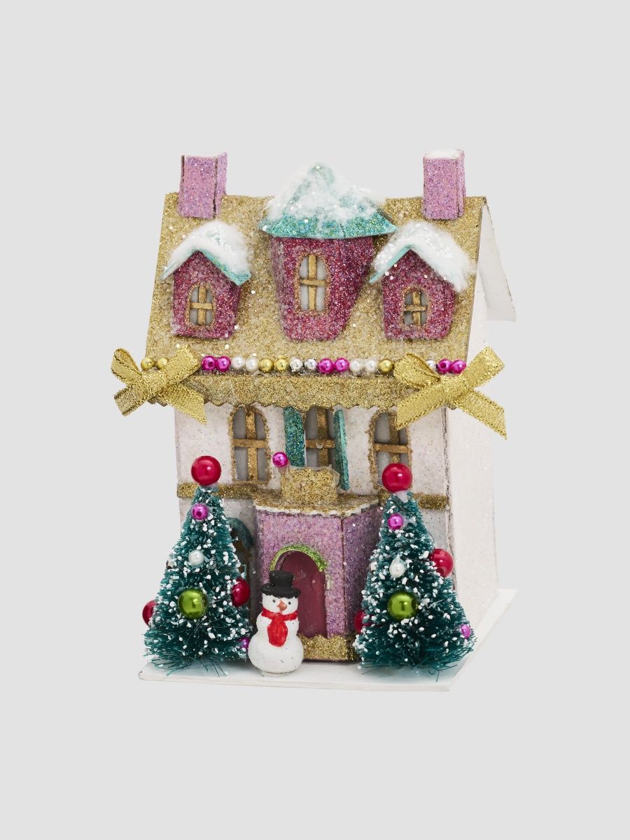 Cody Foster & Co Glass Snowman Villa Ornament