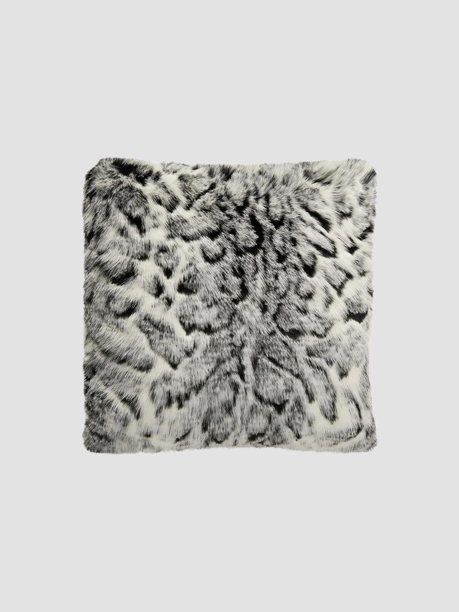 Gorski Fox-Print Faux-Fur Throw Pillow - Gray Snow Lprd