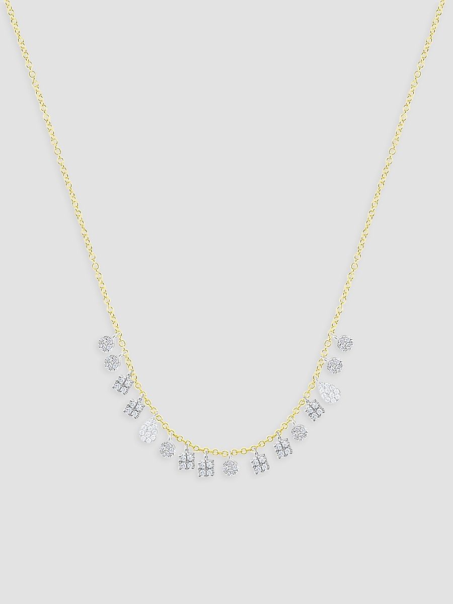 Women's Two-Tone 14K Gold & 0.25 TCW Diamond Charm Necklace - Yellow Gold