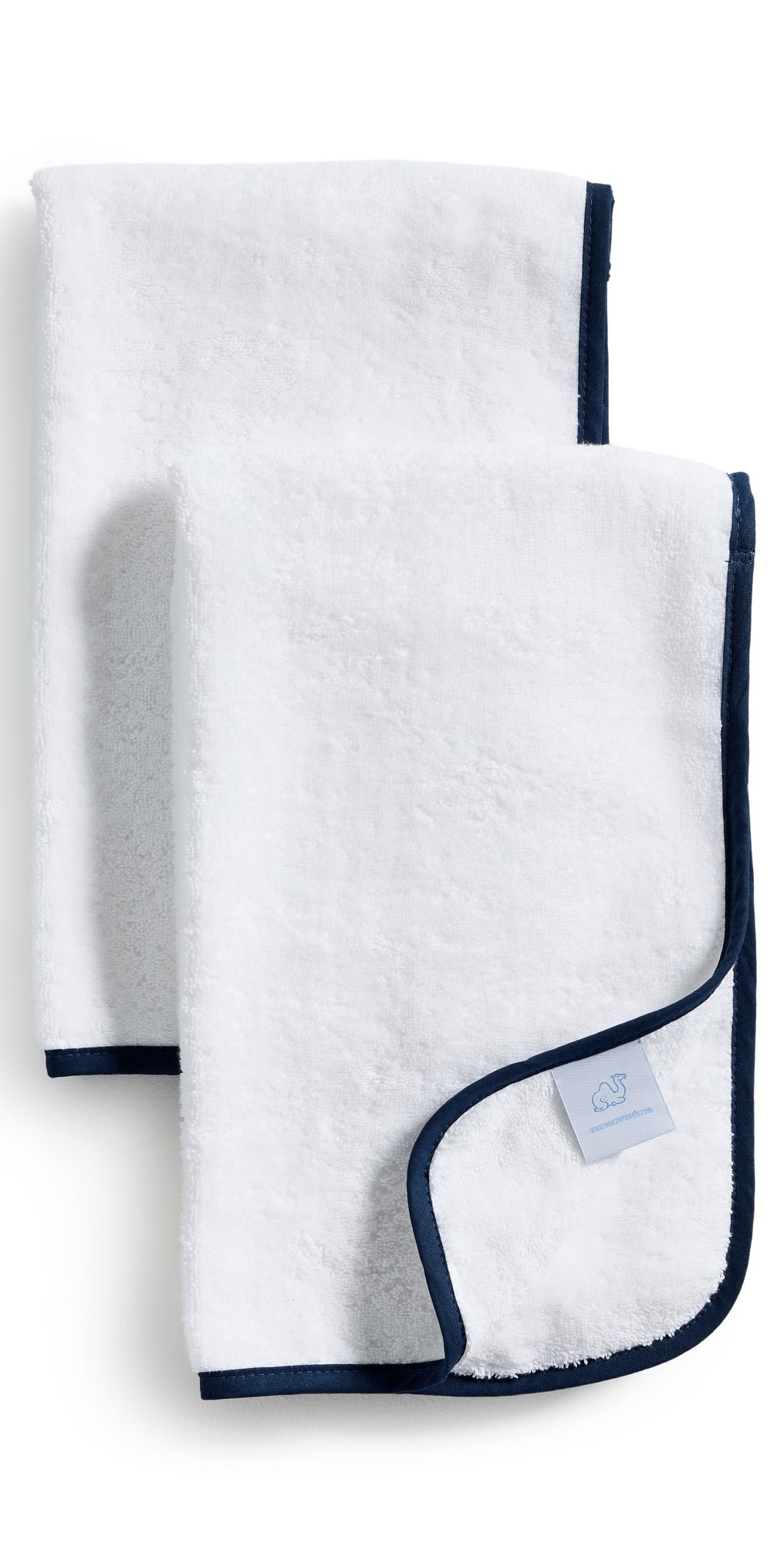 Weezie Signature Hand Towels 2 Pack Navy on White One Size