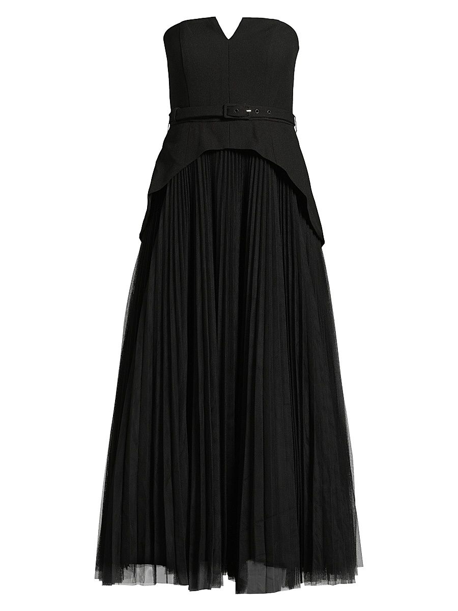 Women's Lilibet Gabardine & Tulle Gown - Black - Size 14