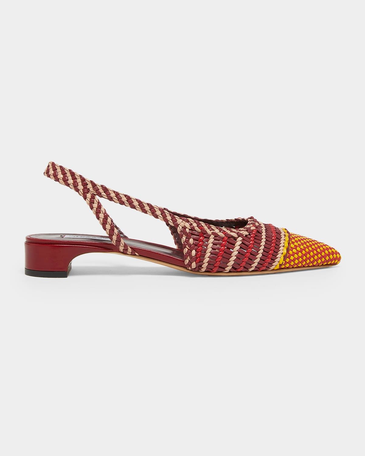 Perro Woven Leather Slingback Pumps