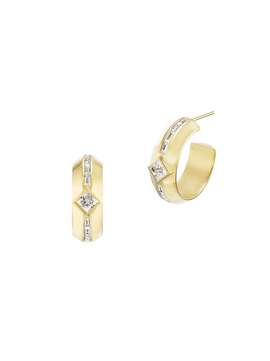 Women's Signature 18K Yellow Gold & Diamond Emma Hoops - Gold