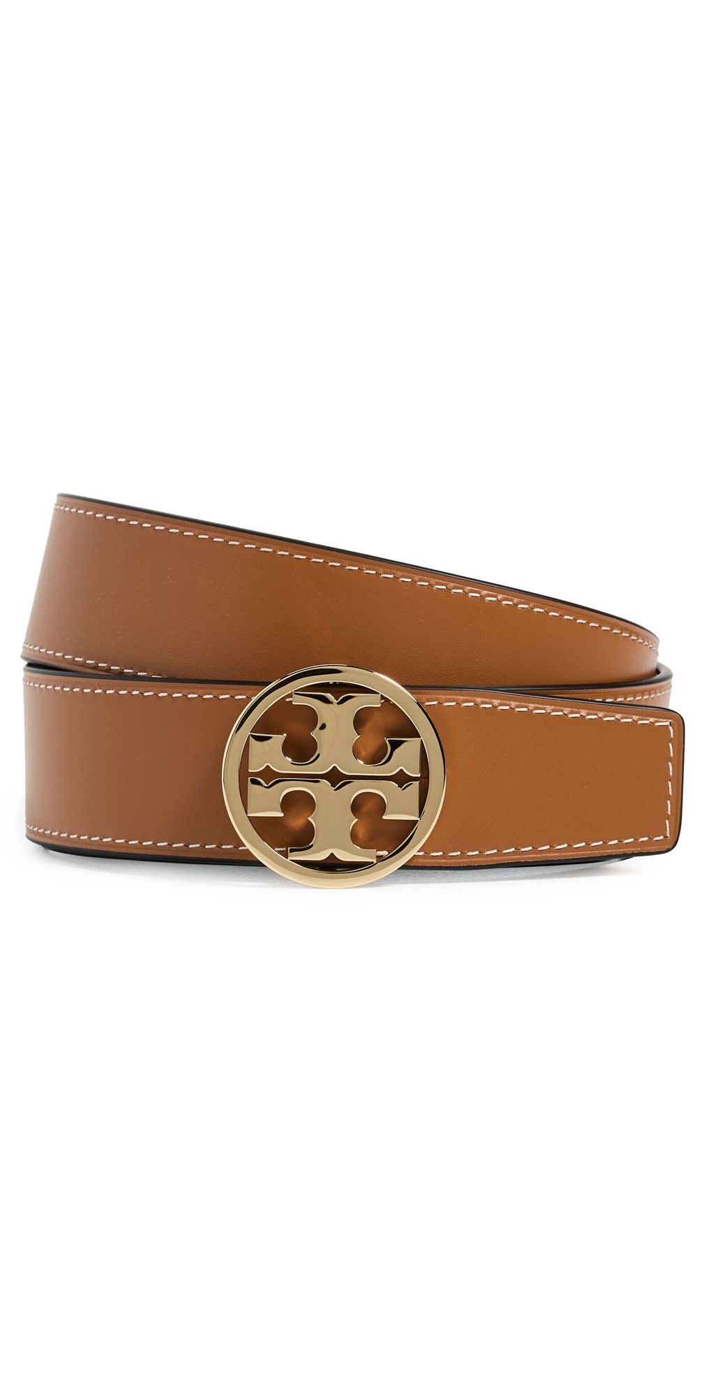 Tory Burch Miller Smooth Reversible Belt 1.5 Black/Whiskey/Gold M