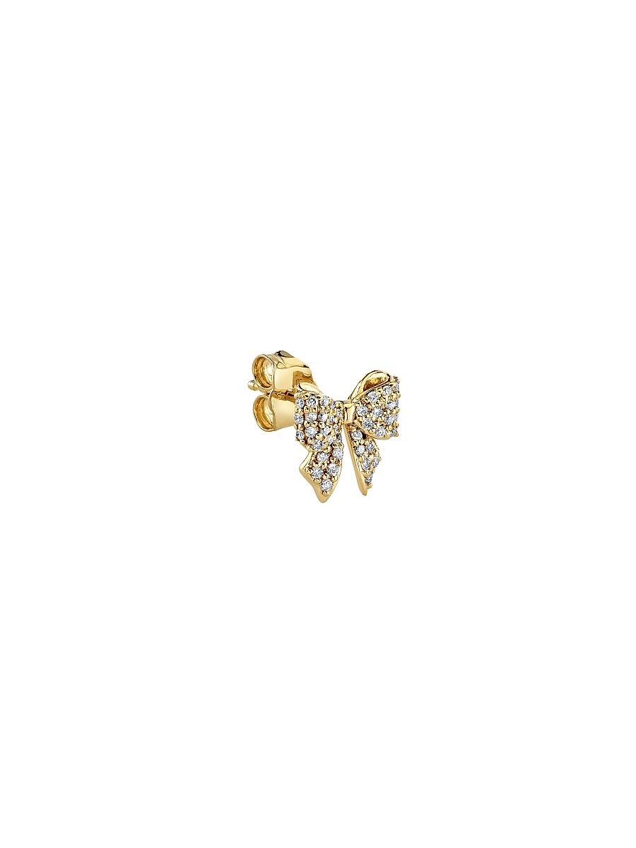Women's 14K Yellow Gold & 0.12 TCW Diamond Bow Stud Earring - Yellow Gold