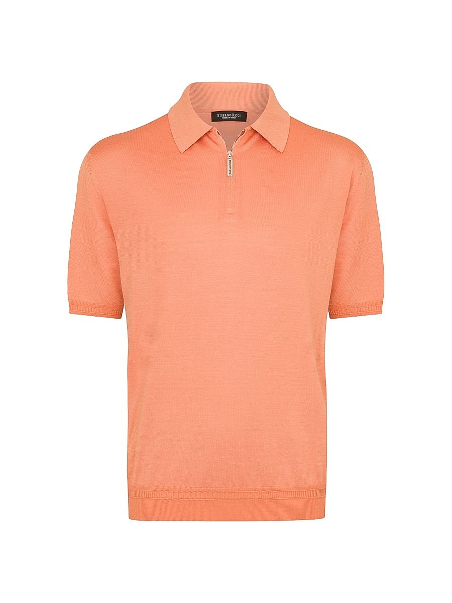 Men's Zip Polo Shirt - Orange - Size 46