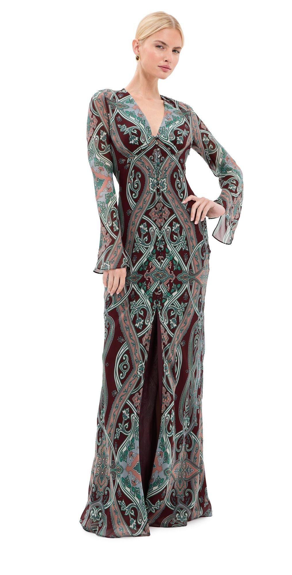 Veronica Beard Daciana Silk Maxi Dress Raisin Multi 4