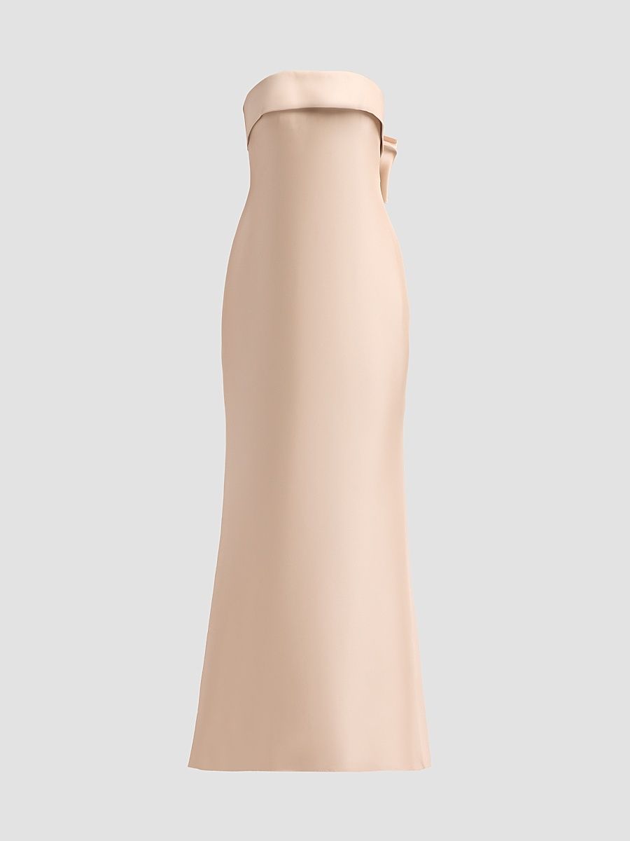 Women's Bow-Back Strapless Mikado Mermaid Gown - Gold - Size 16