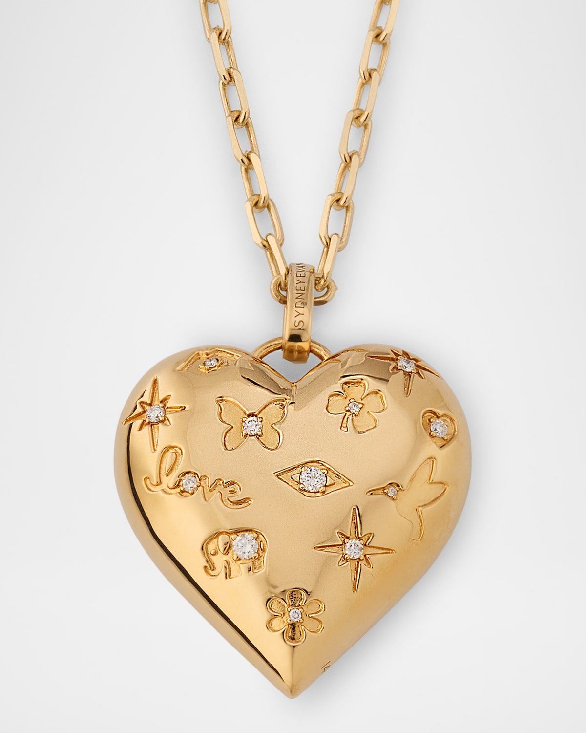 Diamond Icon Puffy Heart Pendant Necklace