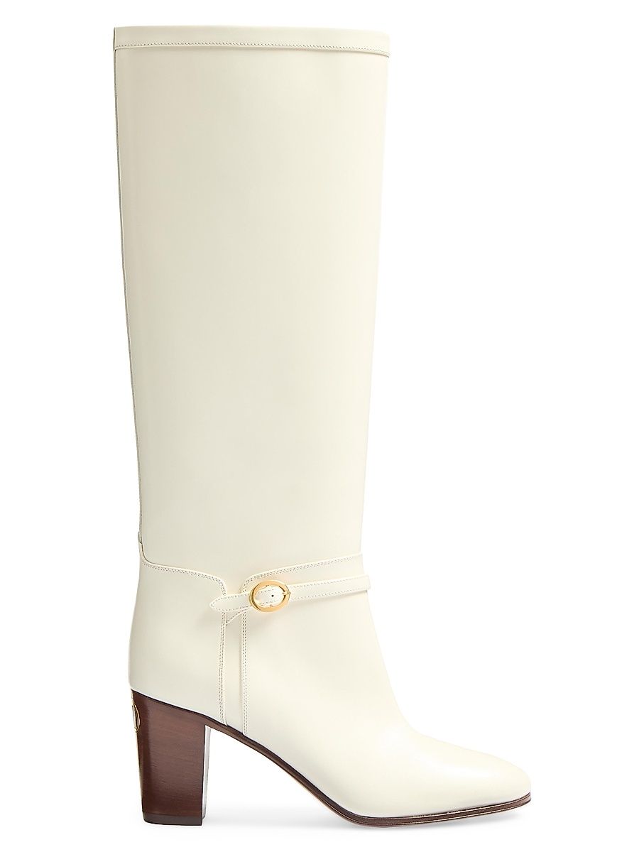 Women's Pattie 75MM Calfskin Boots - Ivory - Size 10