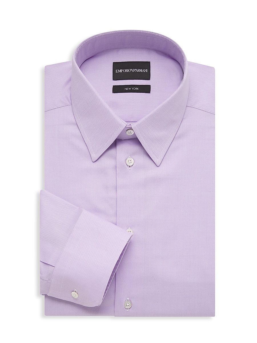 Men's Cotton Button-Front Shirt - Purple - Size 17