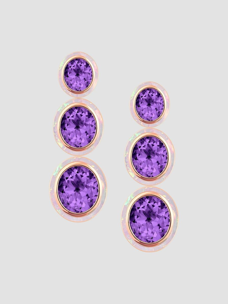 Goshwara Women's Mélange 18K Rose Gold, Amethyst & Pink Opal Triple Drop Earrings - Rose Gold