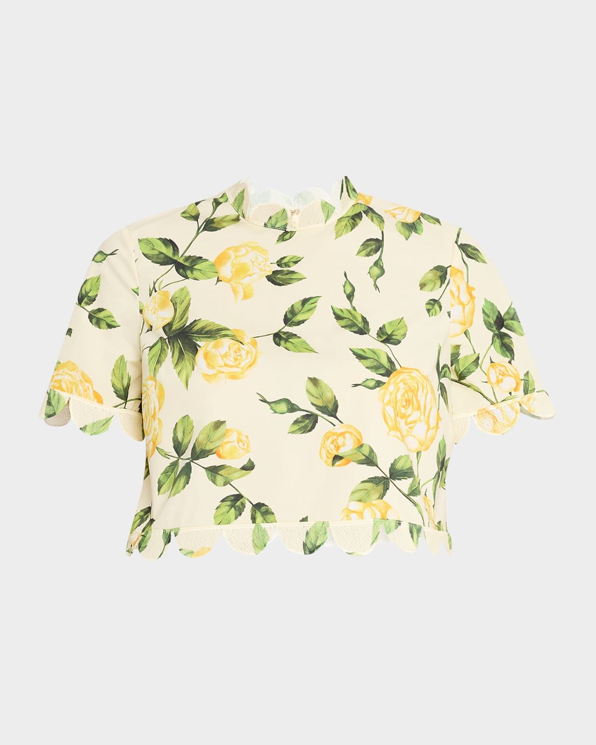 English Roses Scalloped Crop Poplin Blouse