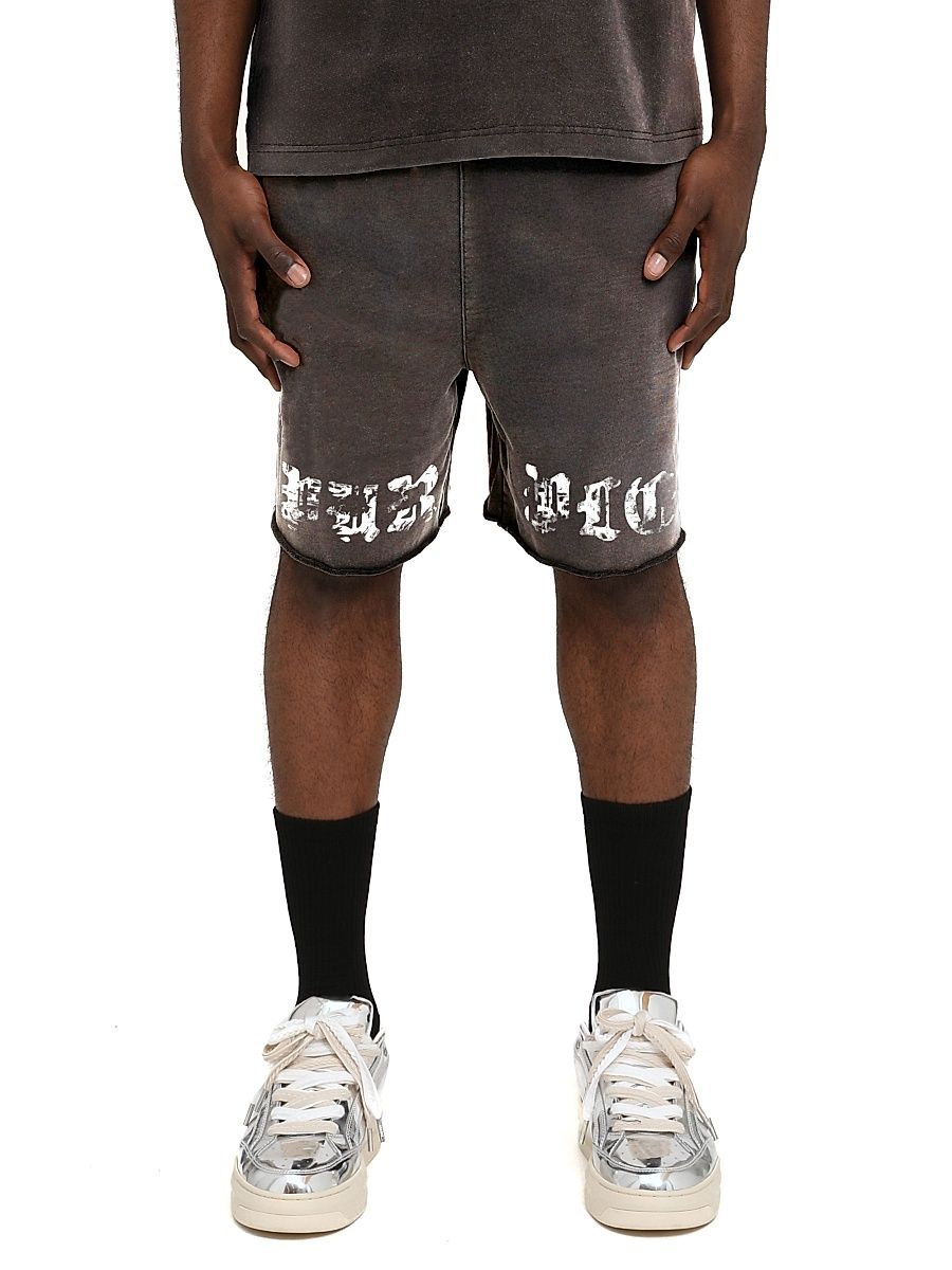 Men's Logo Fleece Raw-Hem Shorts - Black - Size XXL