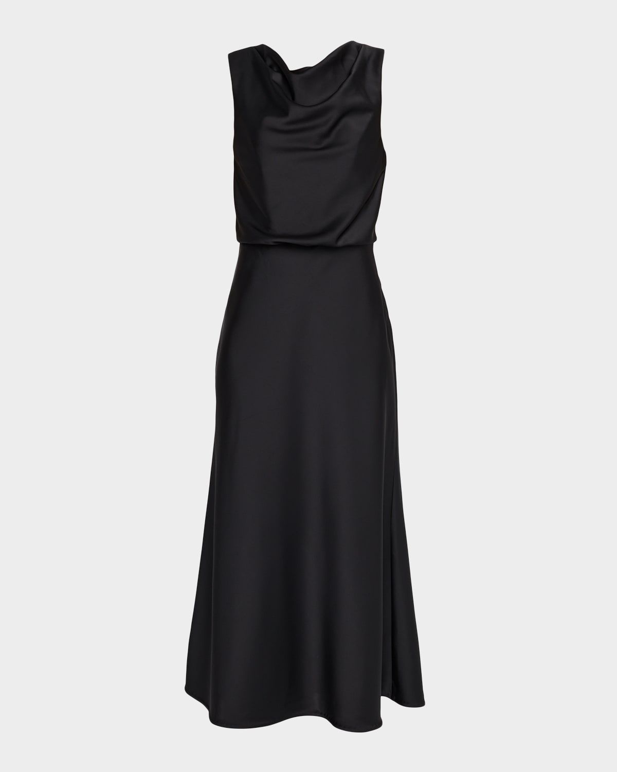Aubrie Draped Cowl-Neck Satin Midi Dress