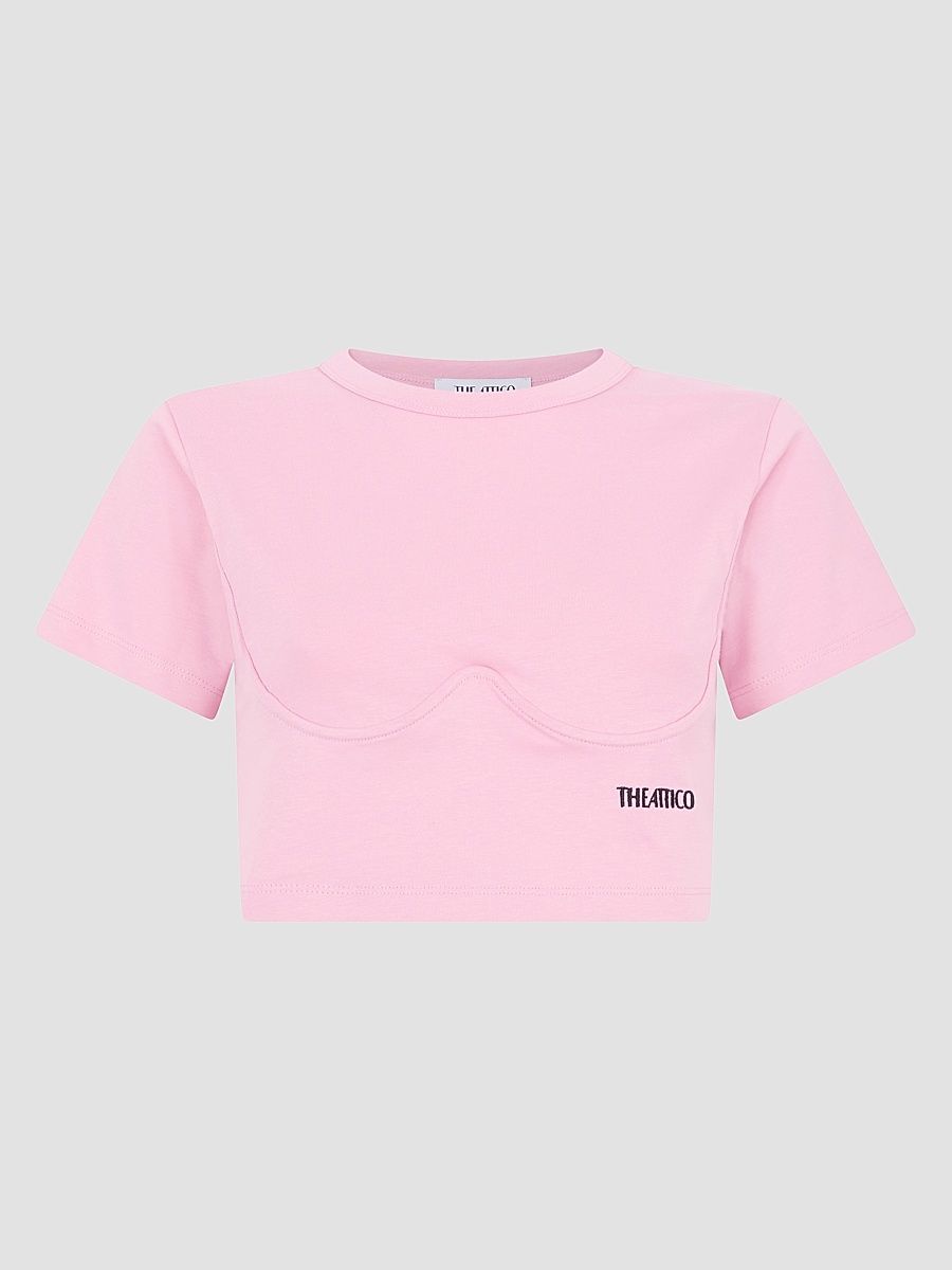 Women's Underwire Cotton Crop T-Shirt - Light Pink - Size 00