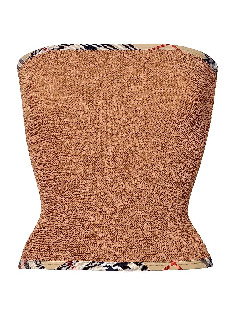 Women's Devyn Check Trim Swim Skirt/Tube Top - Metallic Cocoa