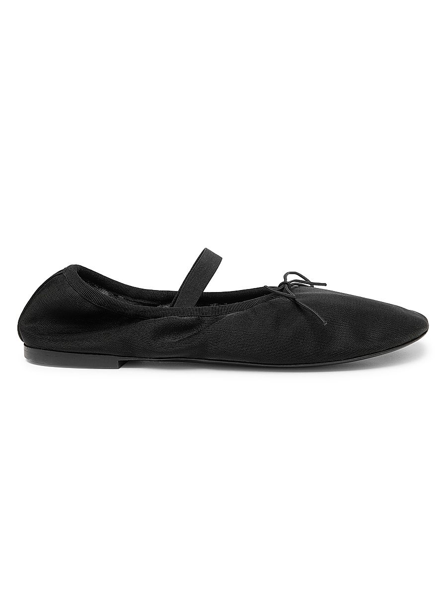 Women's Mary Jane Mesh Ballet Flats - Black - Size 10.5